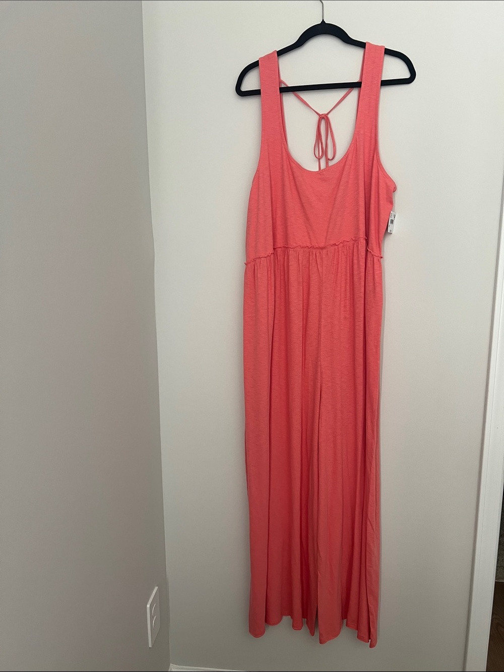 Coral Sleeveless Jumpsuit with Back Tie